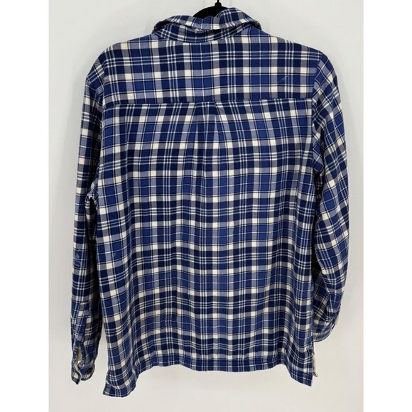 L.L. Bean Blue Plaid Button-Up Flannel Fleece Lined Jacket - Picture 3 of 10